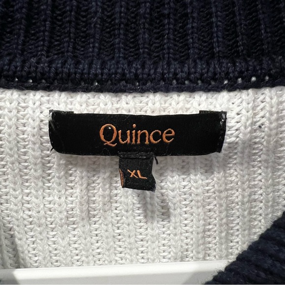 Quince Navy and White Striped Cardigan 100% organic cotton - Picture 4 of 5